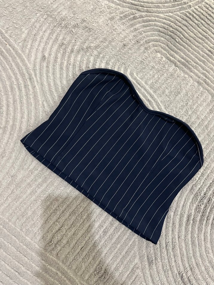 Kadın Çizgili Straplez Büstiyer - Görsel 3