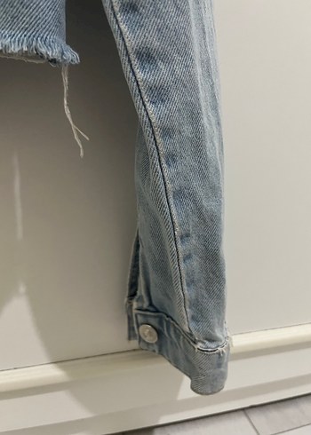 Düğmeli Gri Denim Kadın Ceket - Görsel 4