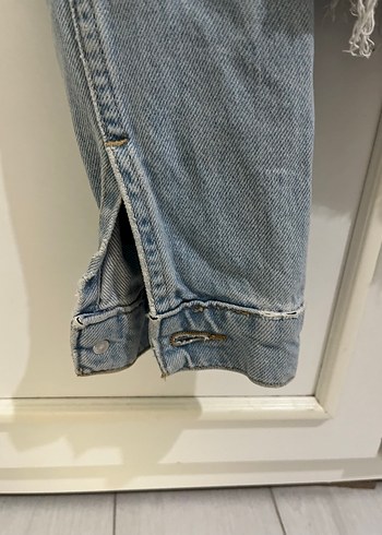 Düğmeli Gri Denim Kadın Ceket - Görsel 3