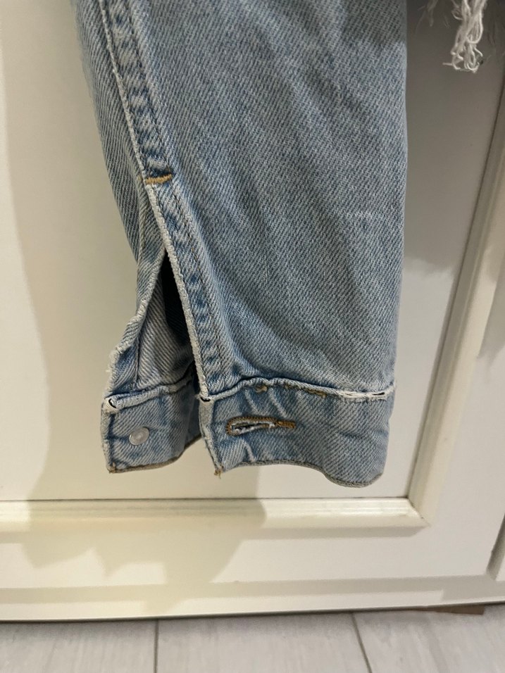 Düğmeli Gri Denim Kadın Ceket - Görsel 3