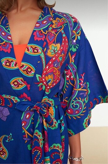 Etnik desenli kimono - Görsel 2