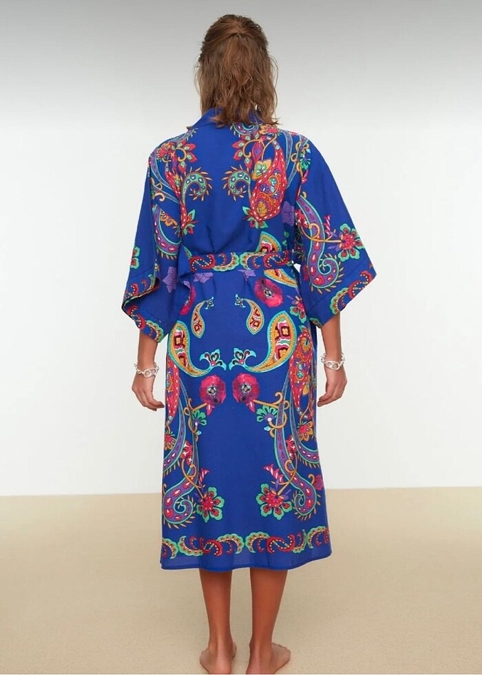 Etnik desenli kimono - Görsel 3
