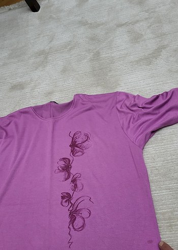 Mor pembe Arası Bir Renk Kısa Kollu Kadın Tişört - Görsel 5