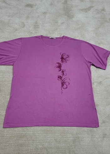 Mor pembe Arası Bir Renk Kısa Kollu Kadın Tişört - Görsel 4