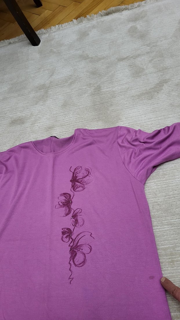 Mor pembe Arası Bir Renk Kısa Kollu Kadın Tişört - Görsel 5