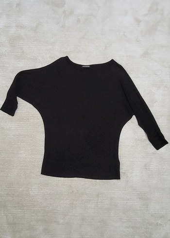 Siyah Kadın Yarasa Uzun Kollu Salaş Bluz - Görsel 5