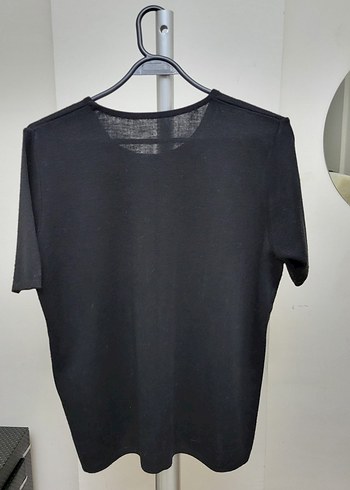 Kadın Siyah Triko Kısa Kollu Tişört - Görsel 4