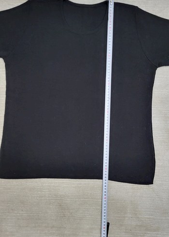 Kadın Siyah Triko Kısa Kollu Tişört - Görsel 8