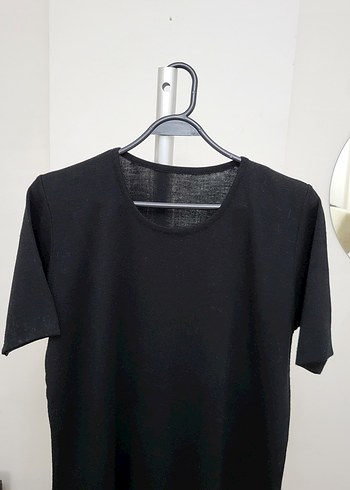 Kadın Siyah Triko Kısa Kollu Tişört - Görsel 2