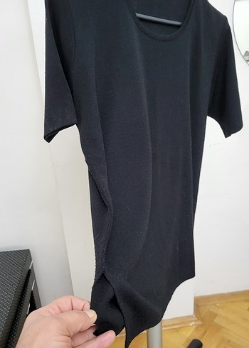 Kadın Siyah Triko Kısa Kollu Tişört - Görsel 3