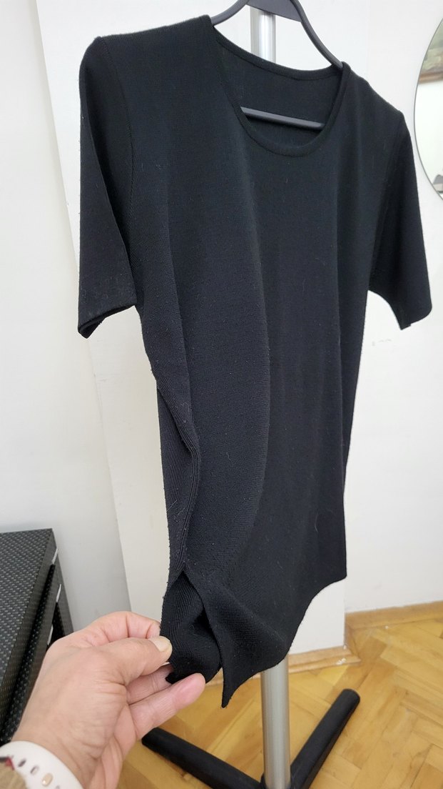 Kadın Siyah Triko Kısa Kollu Tişört - Görsel 3