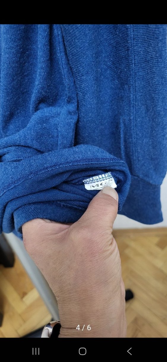 Uzun Kollu Kemerli Mavi Denim Kadın Kazak - Görsel 4