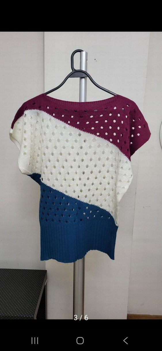 Renkli Örgü Kadın Kısa Kollu Kazak - Görsel 2