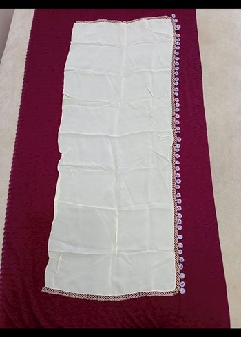 Mekik oyalı namaz başörtüsü krem rengi - Görsel 2