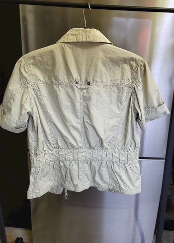 Bej Kısa Kollu Düğmeli Çocuk Keten Gömlek - Görsel 4