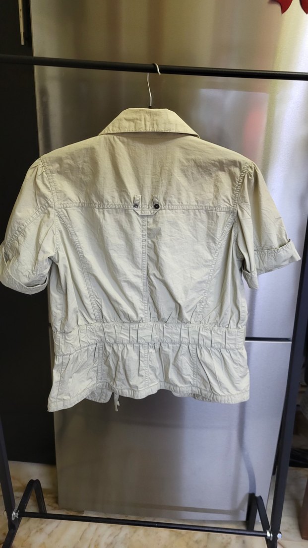 Bej Kısa Kollu Düğmeli Çocuk Keten Gömlek - Görsel 4