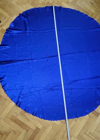 Parlak Mavi Yuvarlak Masa Örtüsü - Görsel 5