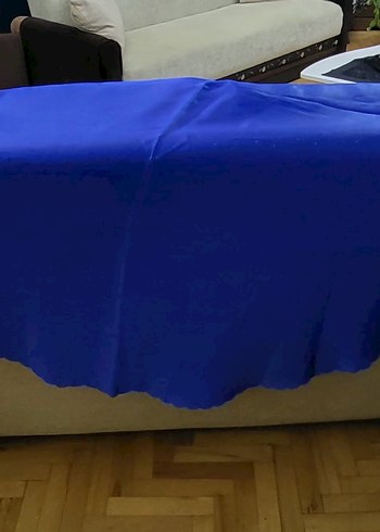 Parlak Mavi Yuvarlak Masa Örtüsü - Görsel 3