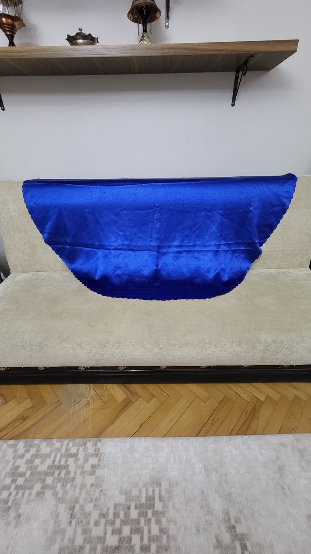 Parlak Mavi Yuvarlak Masa Örtüsü - Görsel 2