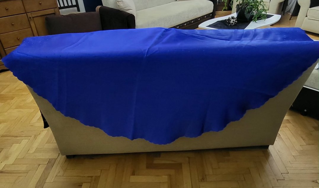 Parlak Mavi Yuvarlak Masa Örtüsü - Görsel 3