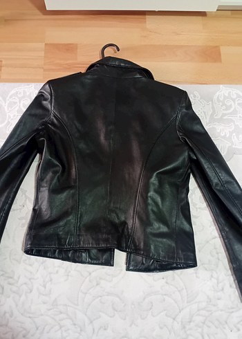 m Beden ZERO marka yeni GERÇEK DERI Kadın Siyah Biker Ceket