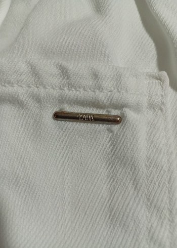 l Beden ZARA marka yüksek bel Kadın Beyaz Pamuklu Bol Kesim Jean