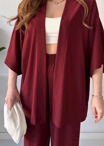 Zara Bordo Rahat Kesim GOFRE TAKIM 2 Lİ 40 42 bedenlere uygun