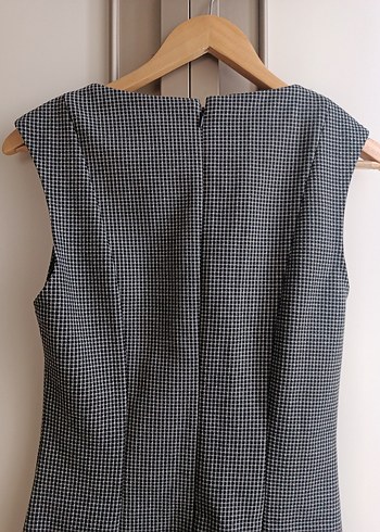 Gri Kolsuz Midi Ofis Elbisesi - Görsel 5