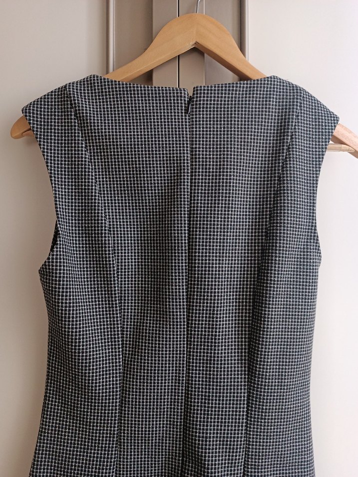 Gri Kolsuz Midi Ofis Elbisesi - Görsel 5