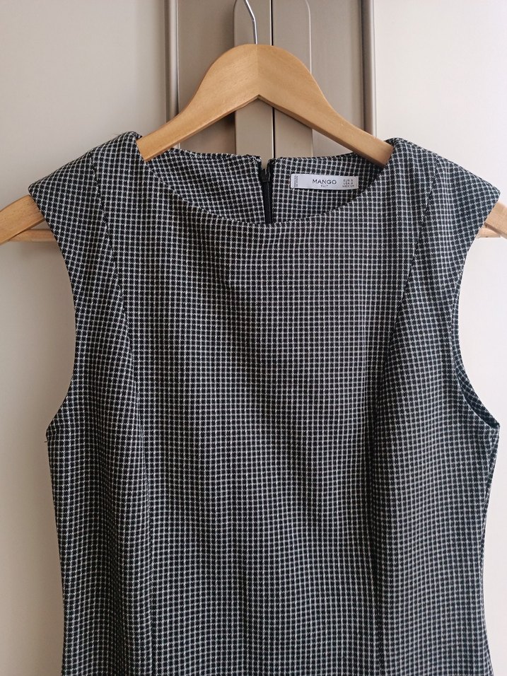 Gri Kolsuz Midi Ofis Elbisesi - Görsel 4