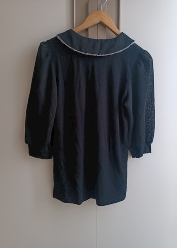 Düğmeli Siyah Gotik Kadın Bluz - Görsel 4