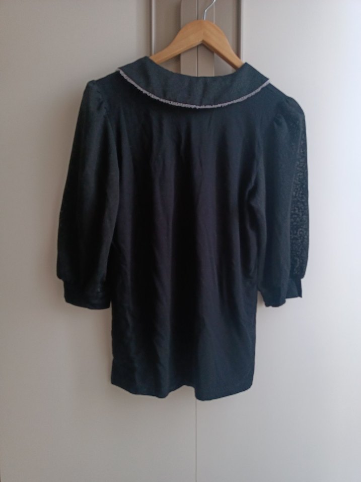 Düğmeli Siyah Gotik Kadın Bluz - Görsel 4