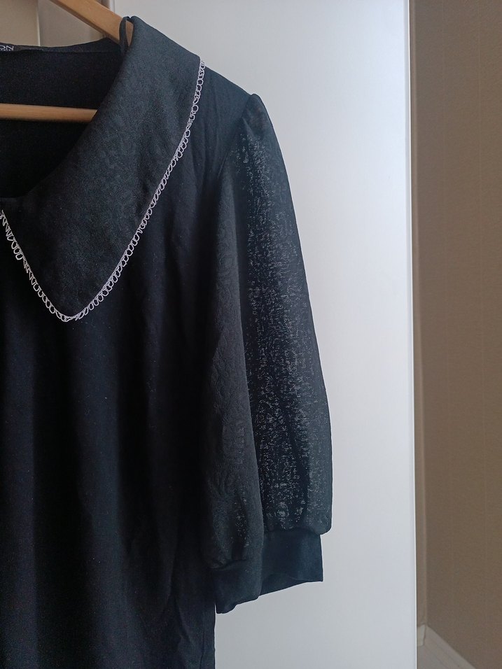 Düğmeli Siyah Gotik Kadın Bluz - Görsel 3