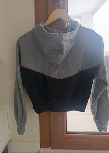 Gri Kapüşonlu Kız çocuk Sweatshirt - Görsel 3