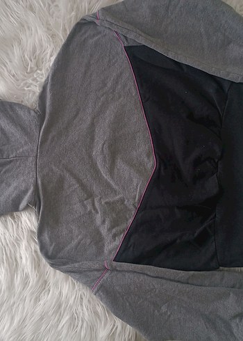 Gri Kapüşonlu Kız çocuk Sweatshirt - Görsel 4