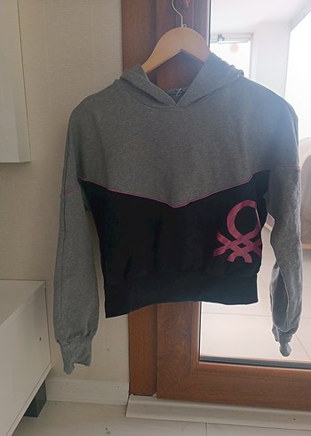 Gri Kapüşonlu Kız çocuk Sweatshirt - Görsel 2