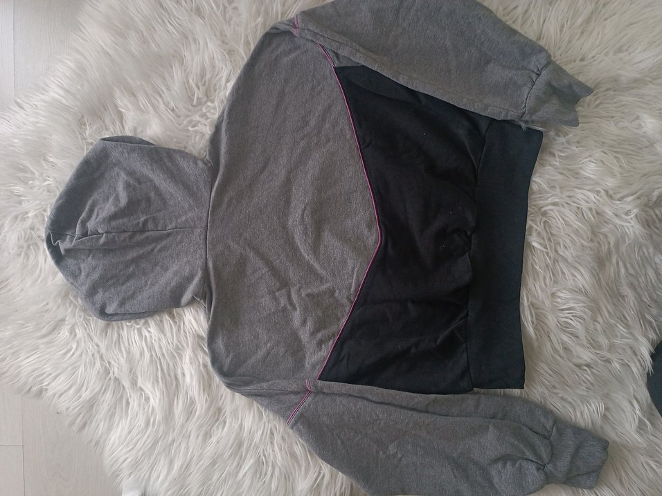 Gri Kapüşonlu Kız çocuk Sweatshirt - Görsel 4