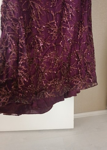 Mor Drapeli Uzun Abiye Elbise - Görsel 6