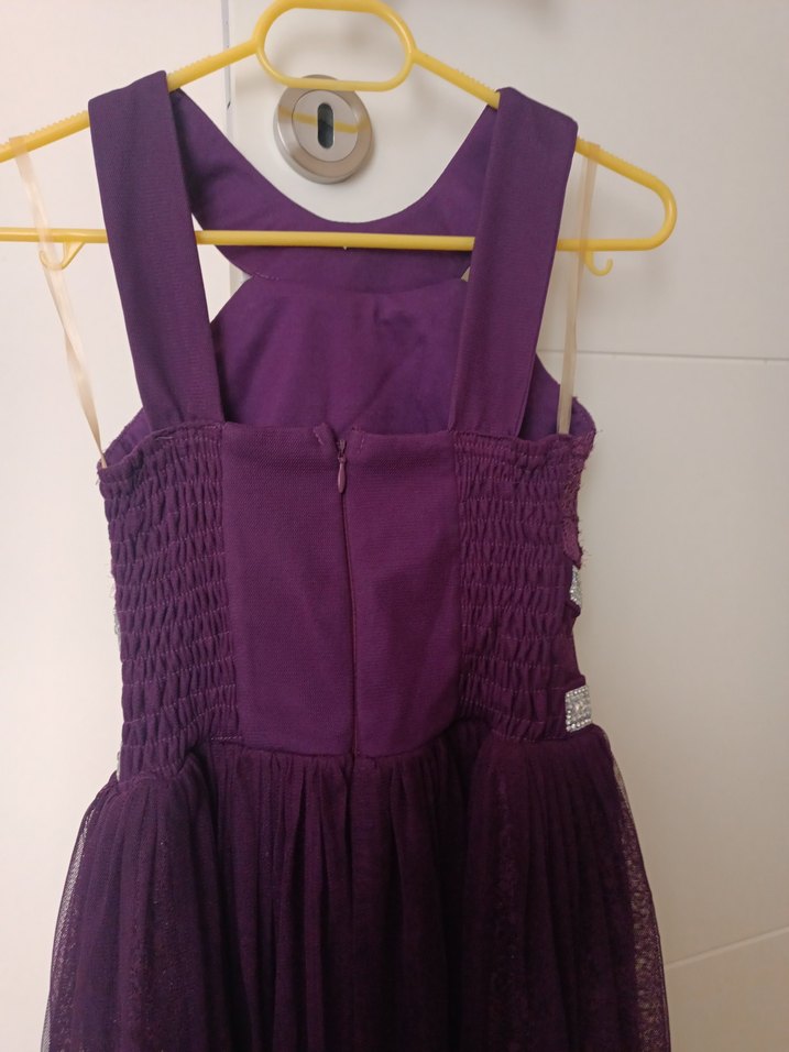 Mor Dantel Detaylı Uzun Abiye Elbise kız çocuk - Görsel 5