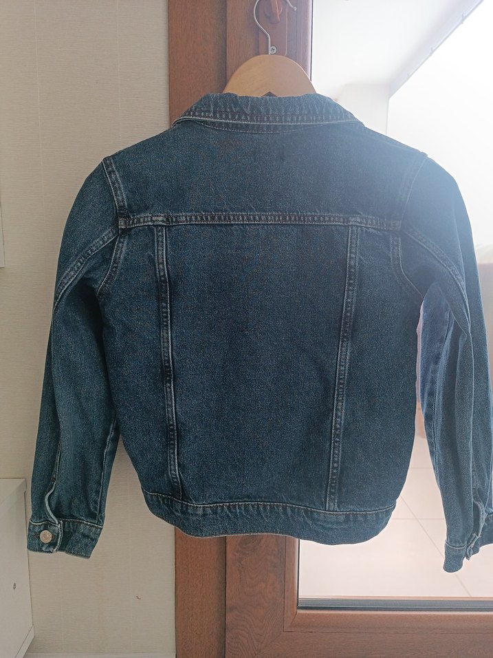 Kız çocuk Koyu Mavi Düğmeli Denim Ceket - Görsel 2