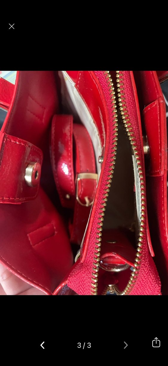 Klasik Şıklık Kırmızı Deri Parlak Çanta - Görsel 3