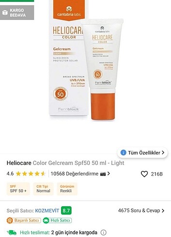 Diğer heliocare color gelcream