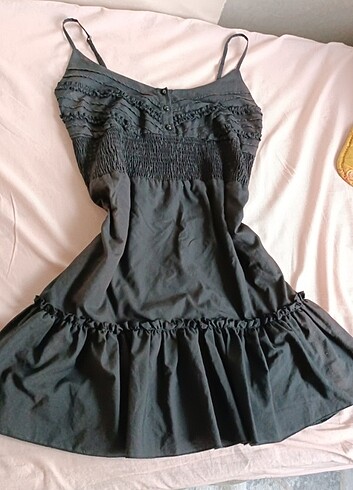 s Beden siyah Renk Vintage askılı elbise