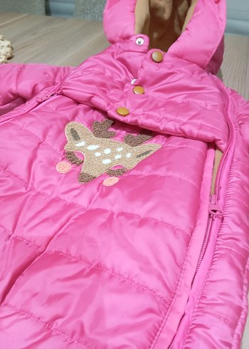 Nakışlı Pembe Bebek Kayak Tulumu - Görsel 7