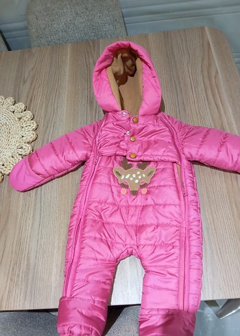 Nakışlı Pembe Bebek Kayak Tulumu - Görsel 2