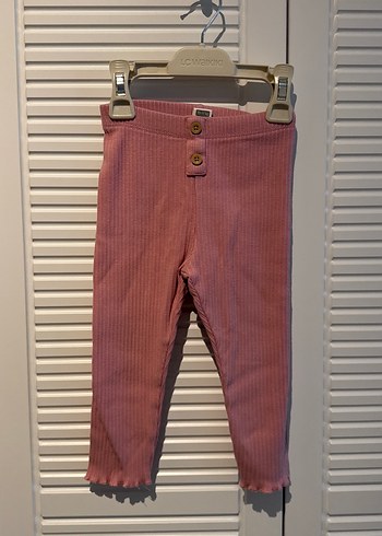 Düğmeli Pembe Kız Çocuk Tayt - Görsel 3