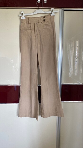 Bej cotton pantolon