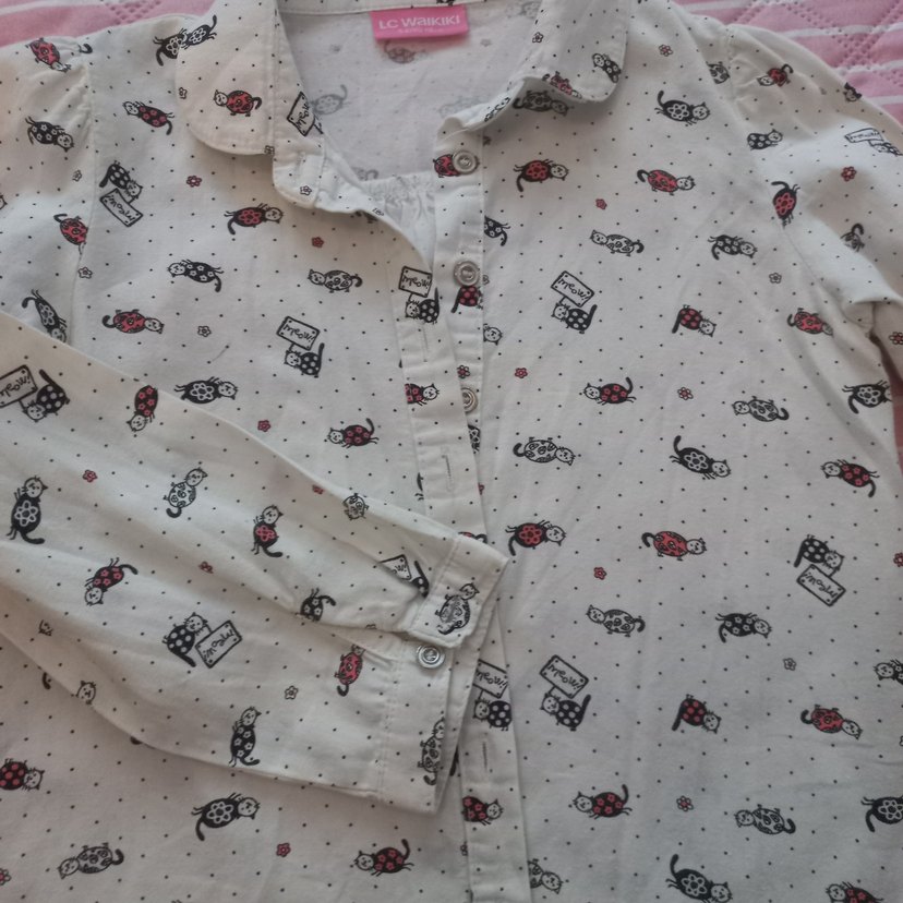 Kız Çocuk Desenli Uzun Kollu Gömlek - Görsel 3