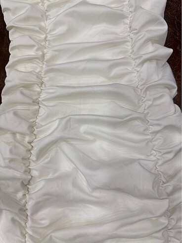 xs Beden Akibe Marka Ekru drape Straplez mini elbise
