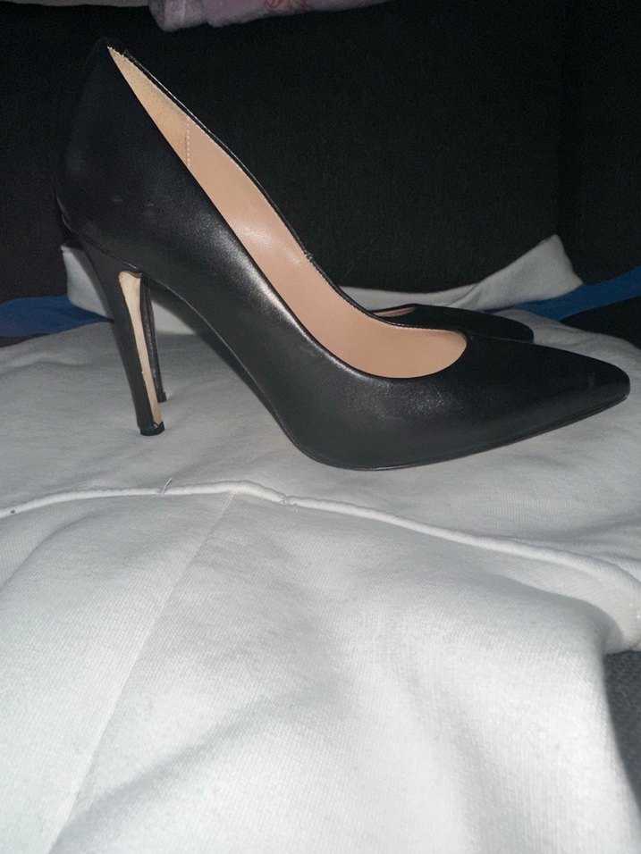 Siyah Deri Stiletto - Görsel 3